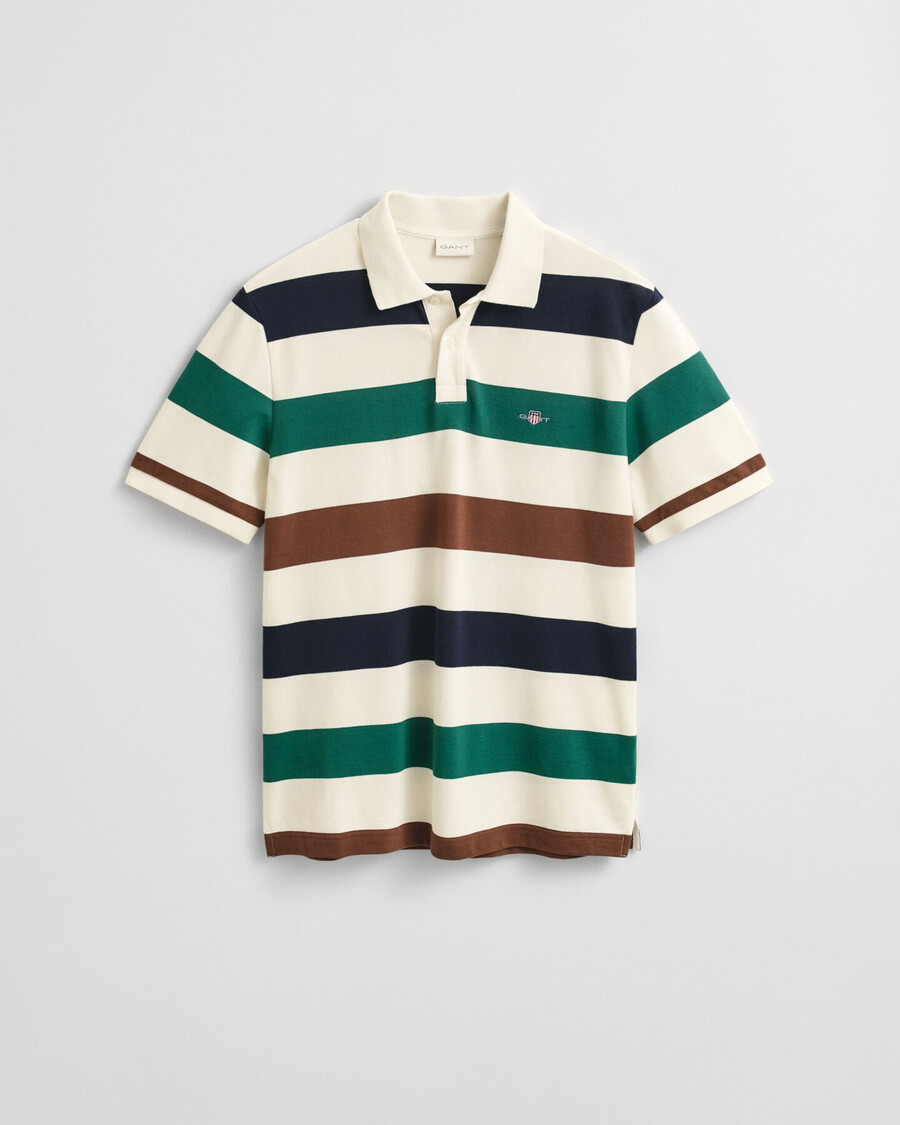 camisa polo listrada - creme