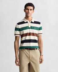 camisa polo listrada - creme