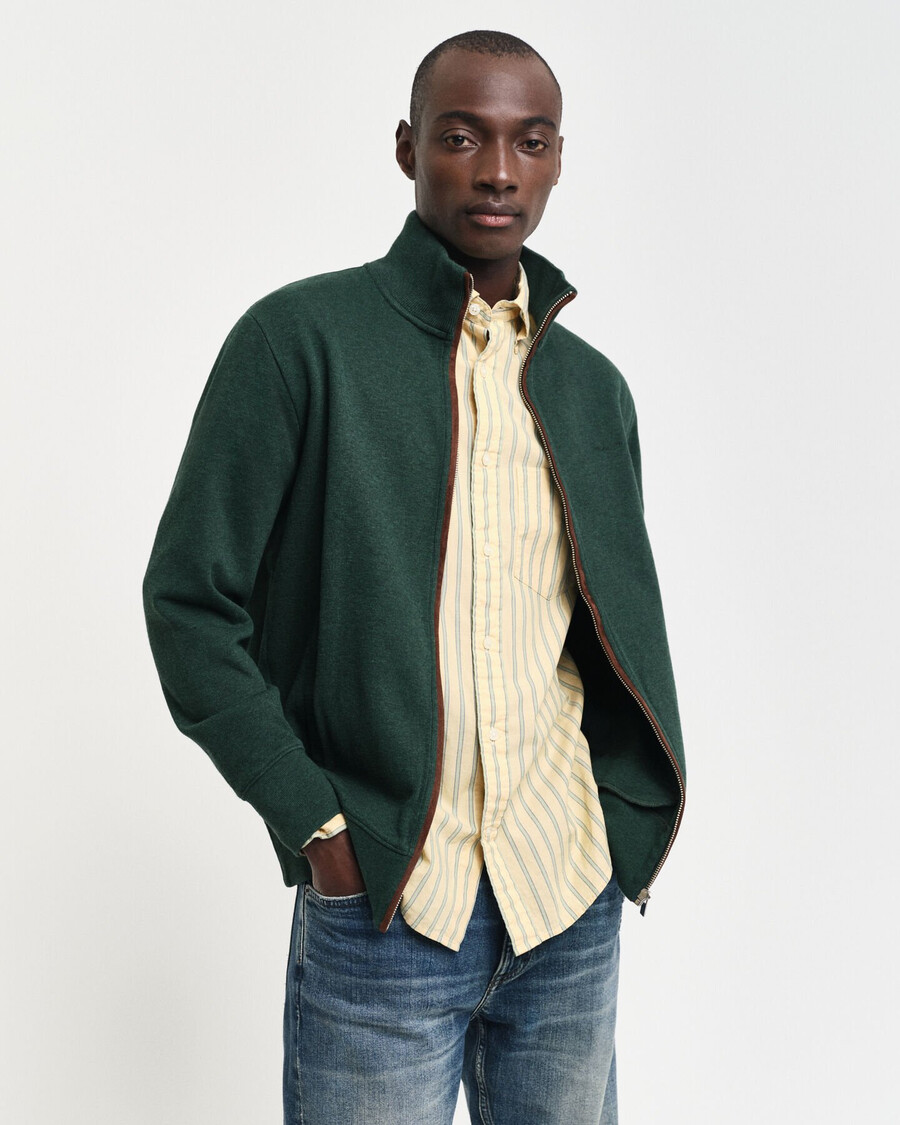 cardigã sacker rib zip - verde tartan