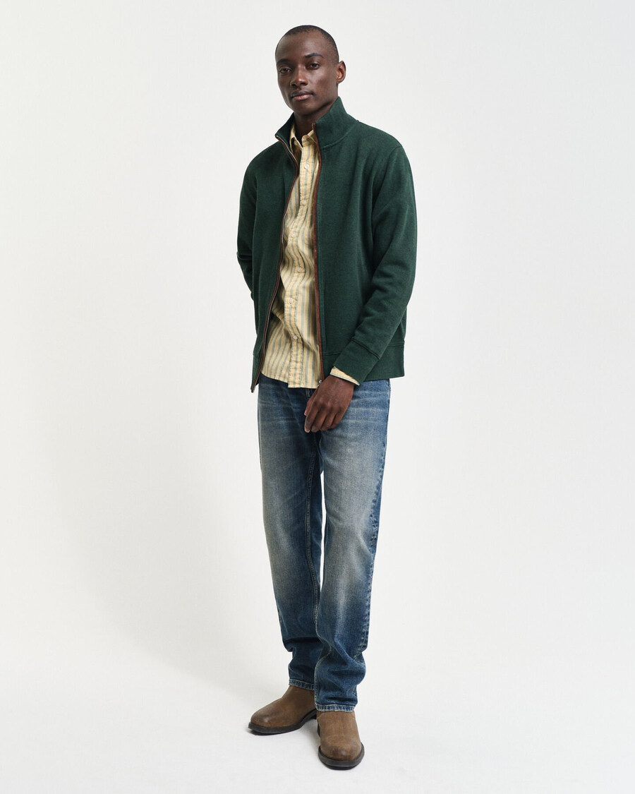 cardigã sacker rib zip - verde tartan