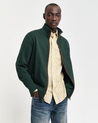 cardigã sacker rib zip - verde tartan