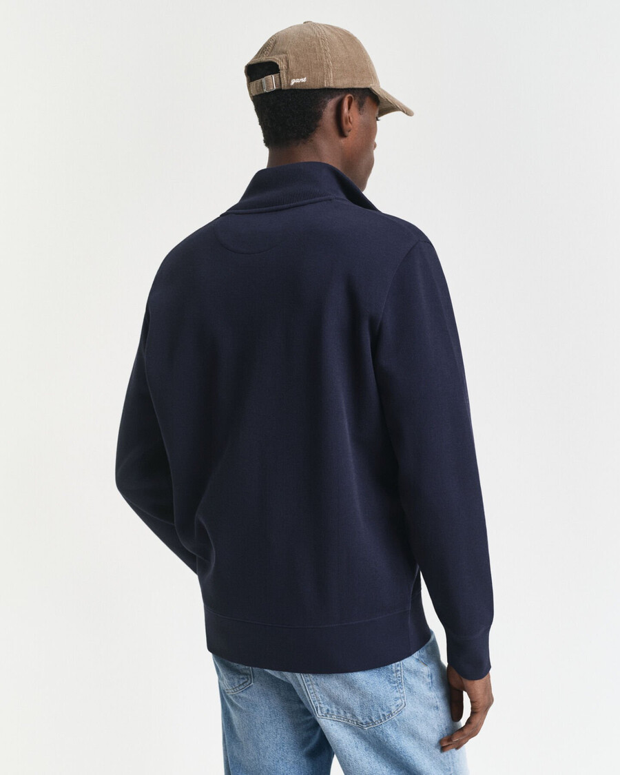 cardigã sacker rib zip - azul noite