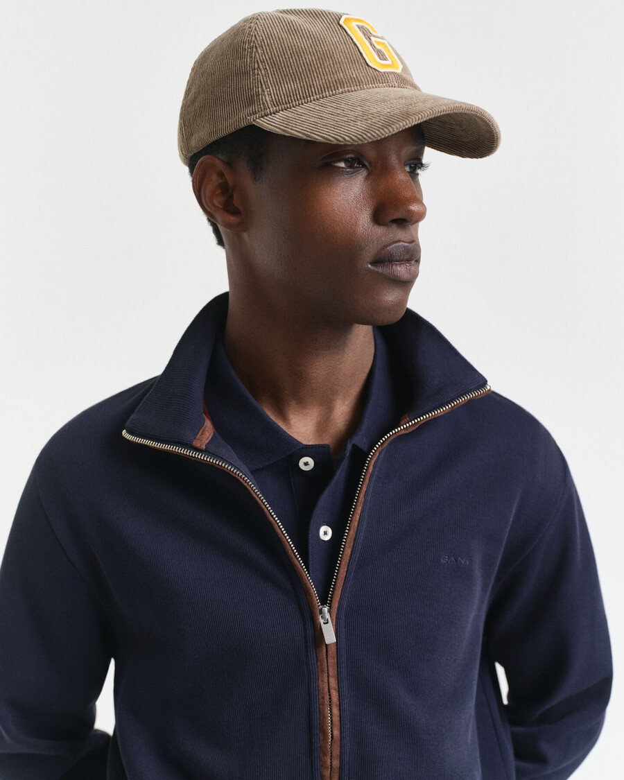cardigã sacker rib zip - azul noite