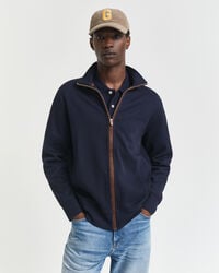 cardigã sacker rib zip - azul noite