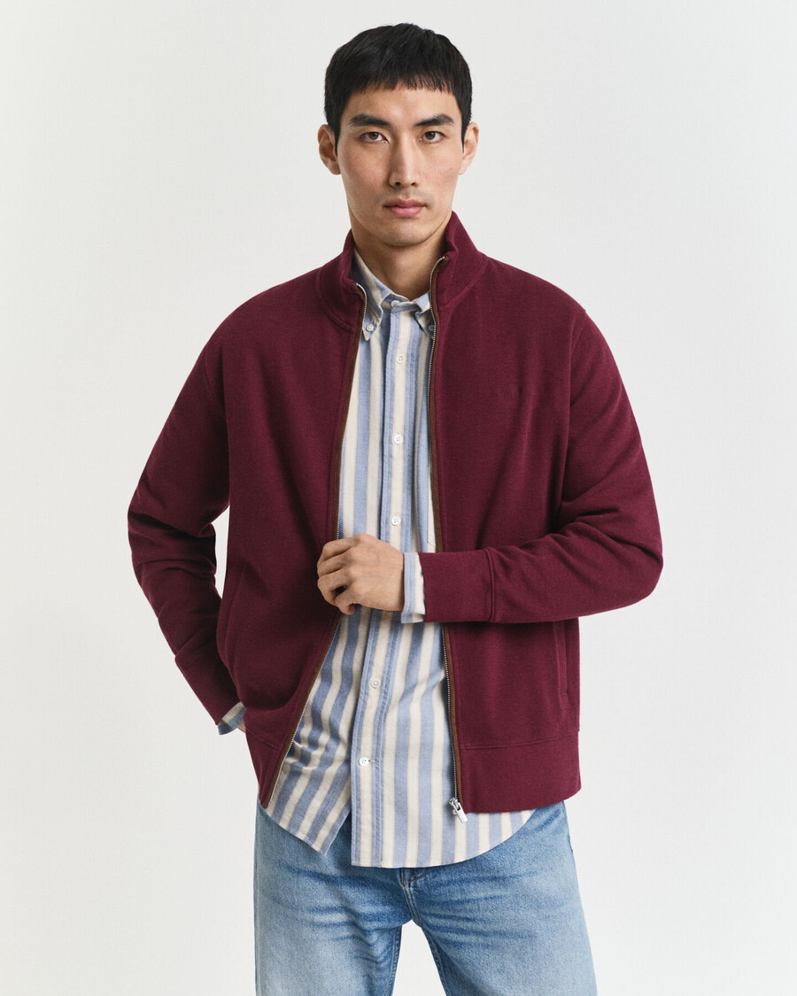 cardigã sacker rib zip - vinho de inverno