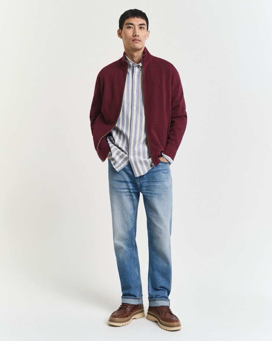 cardigã sacker rib zip - vinho de inverno