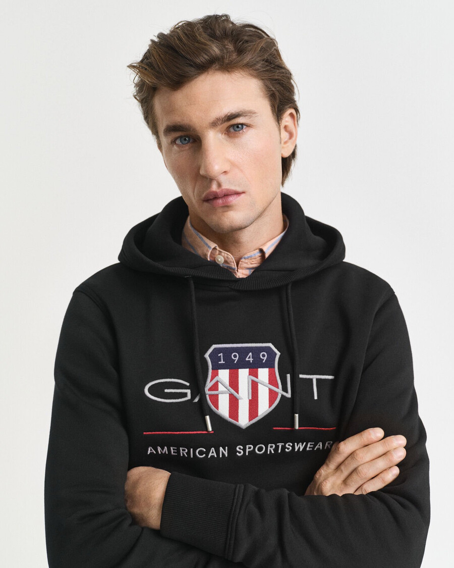moletom com capuz archive shield - preto