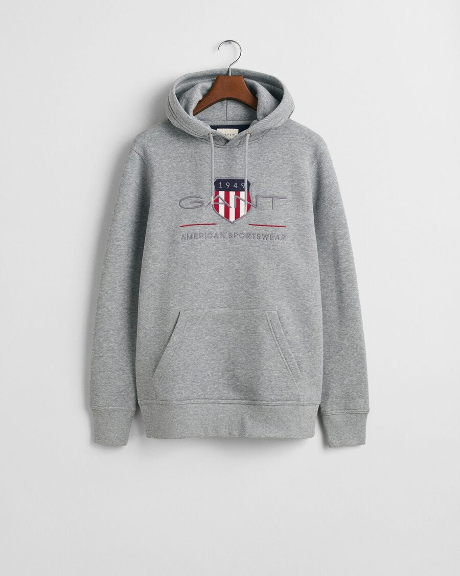 moletom com capuz archive shield - cinza mesclado