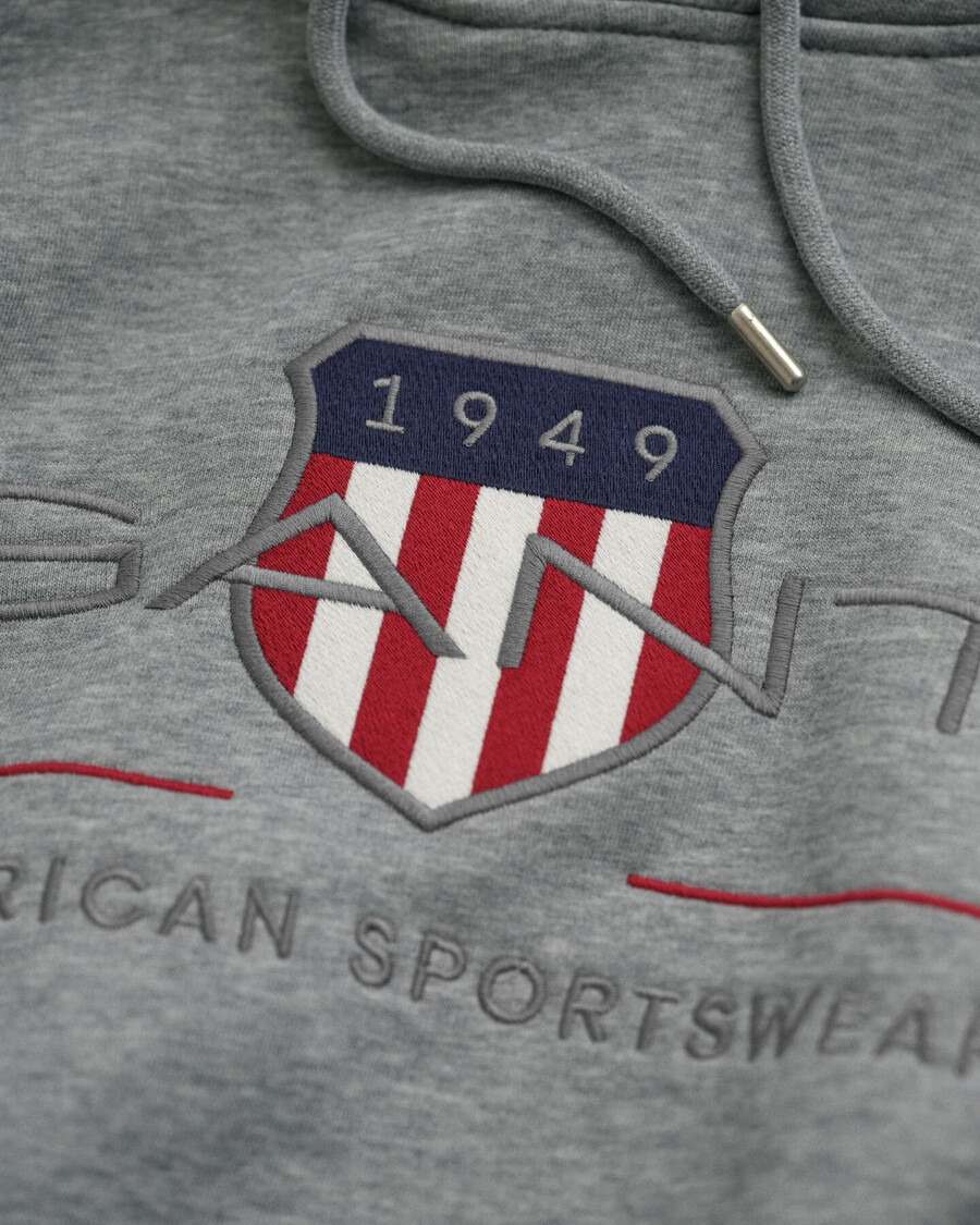 moletom com capuz archive shield - cinza mesclado