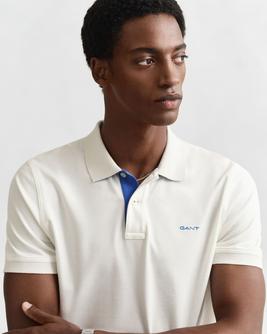 camisa polo piqué contraste - casca de ovo