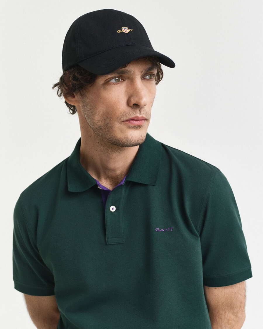 polo piqué contraste - verde tartan