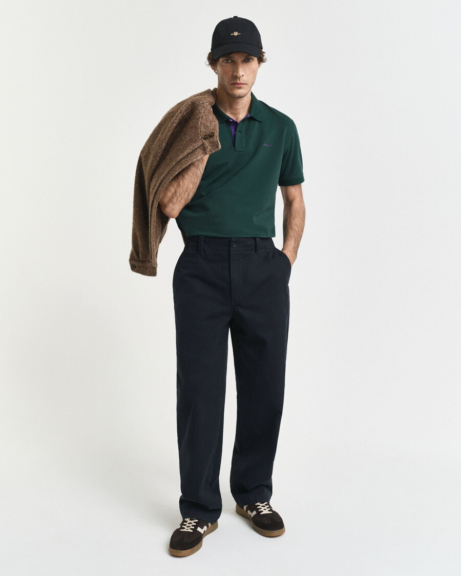 polo piqué contraste - verde tartan