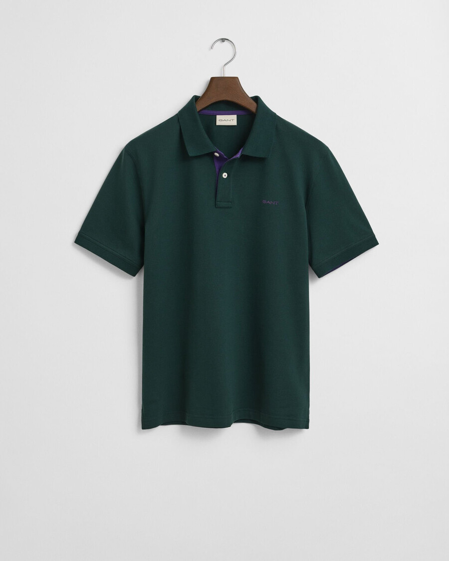 polo piqué contraste - verde tartan