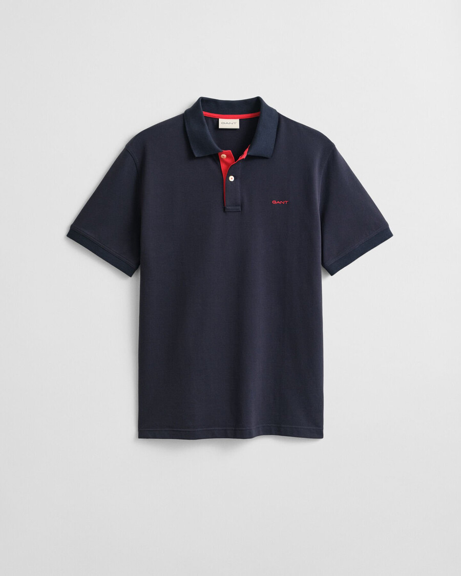 polo piqué contraste - azul noite