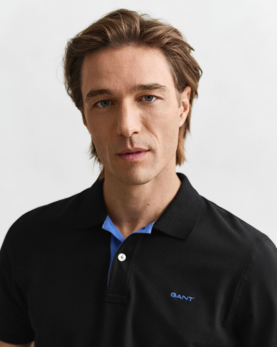 polo piqué contraste - preto