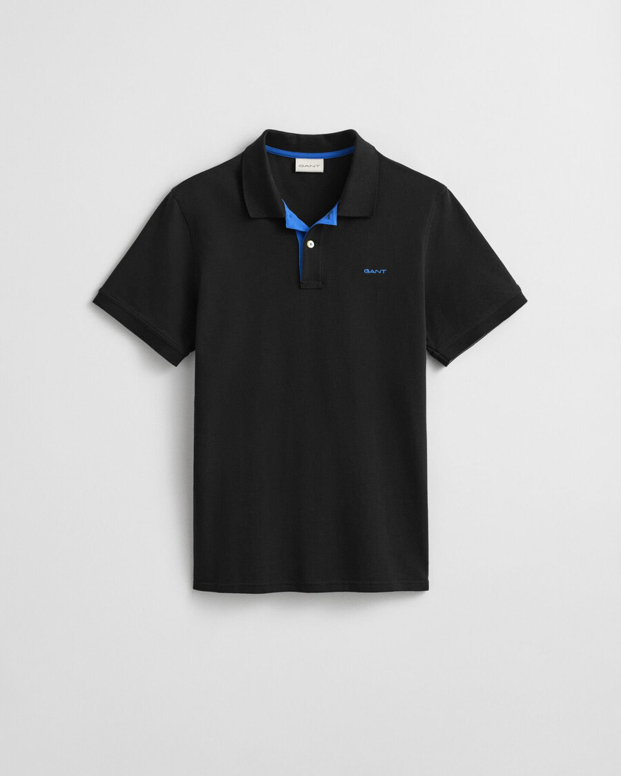 polo piqué contraste - preto