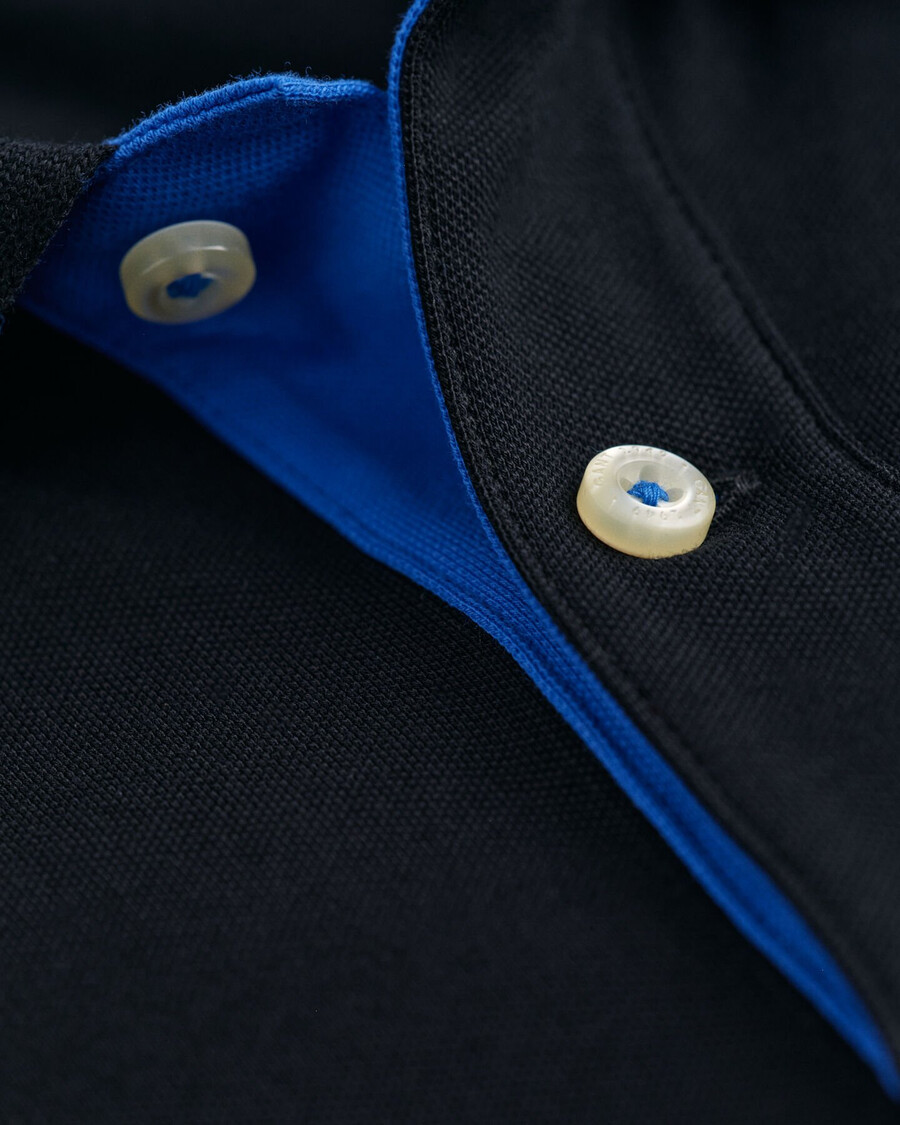 polo piqué contraste - preto
