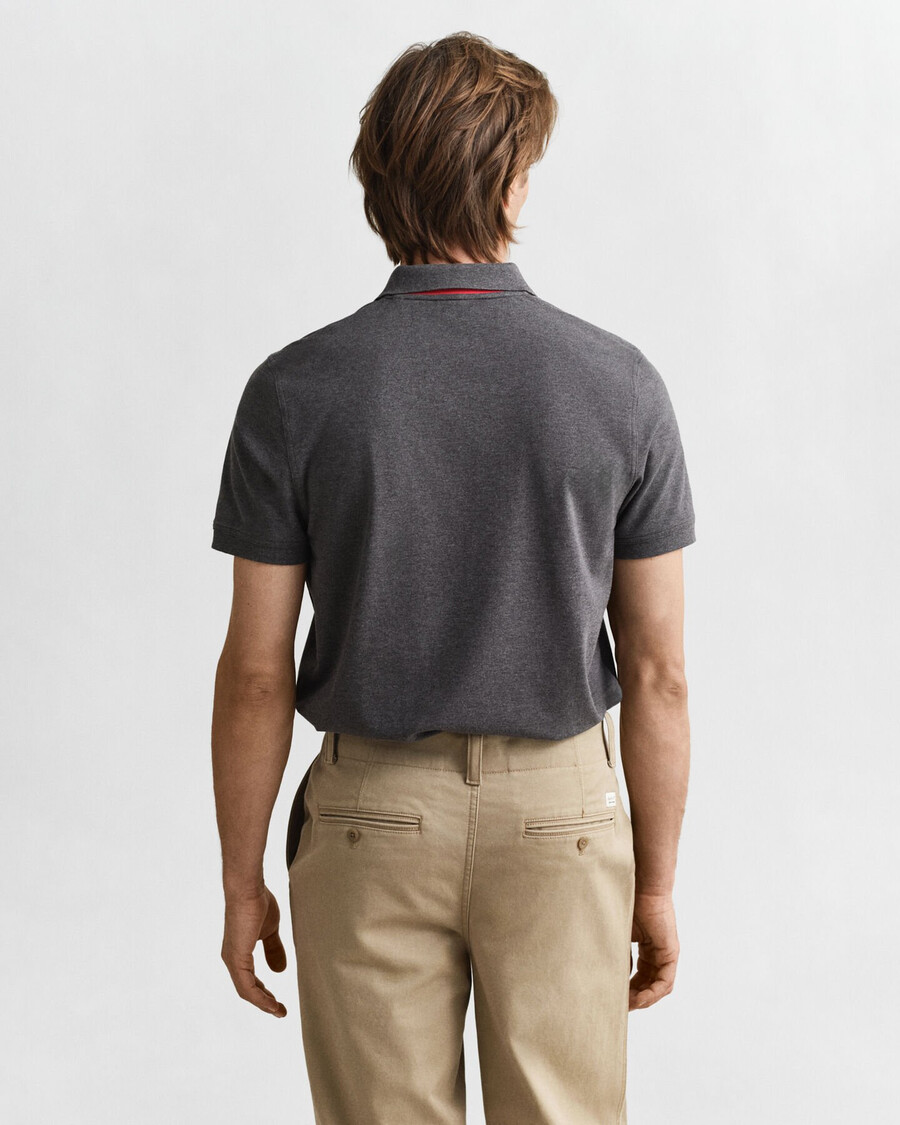 camisa polo piqué contraste - antracit melange