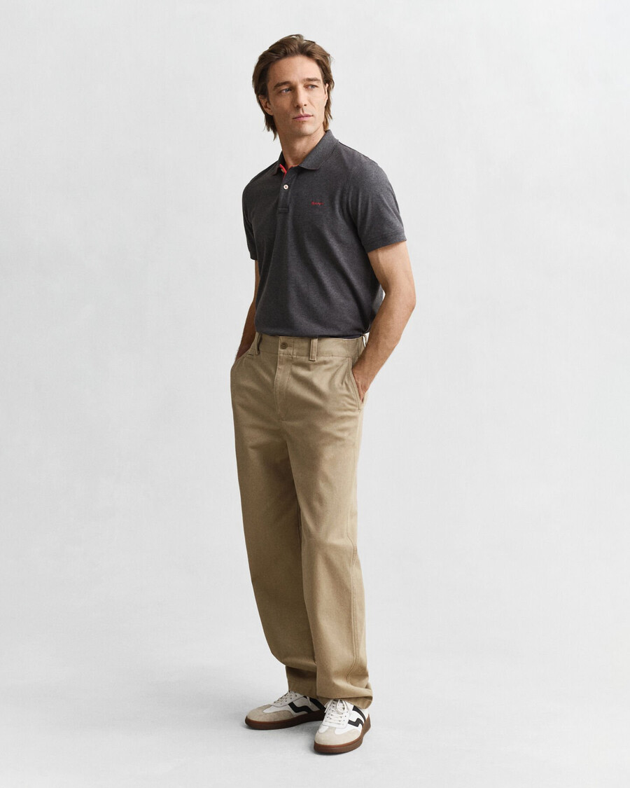 camisa polo piqué contraste - antracit melange