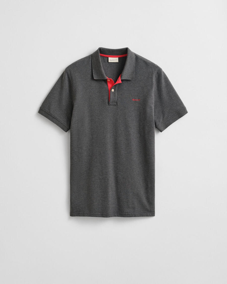 camisa polo piqué contraste - antracit melange