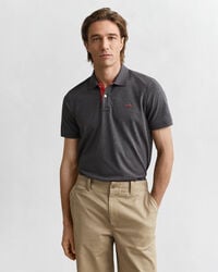 camisa polo piqué contraste - antracit melange