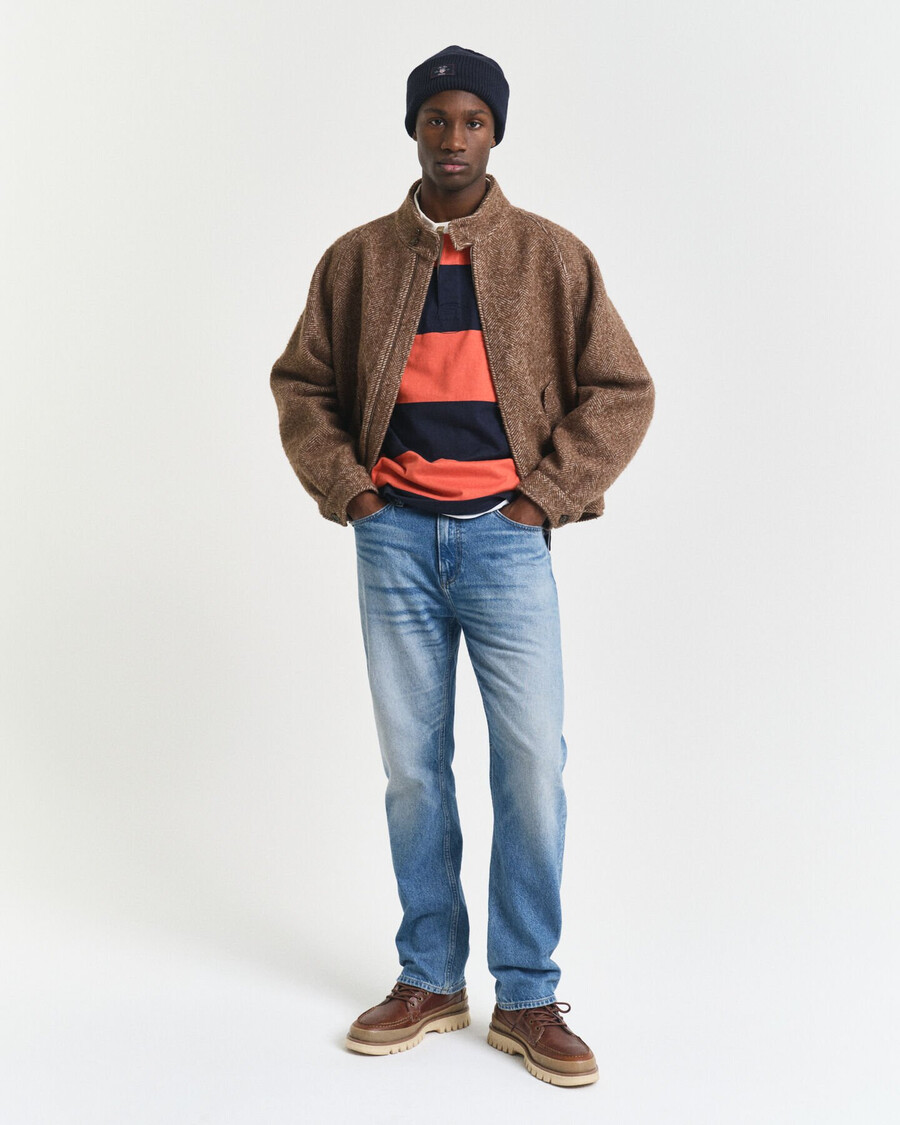 tapete rústico pesado com listras em blocos - azul noite