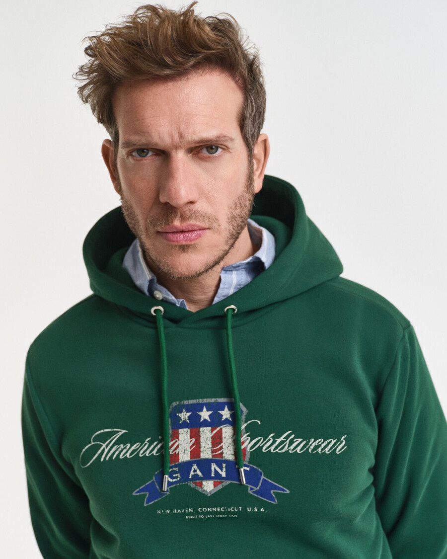 moletom com capuz crest graphic - verde floresta