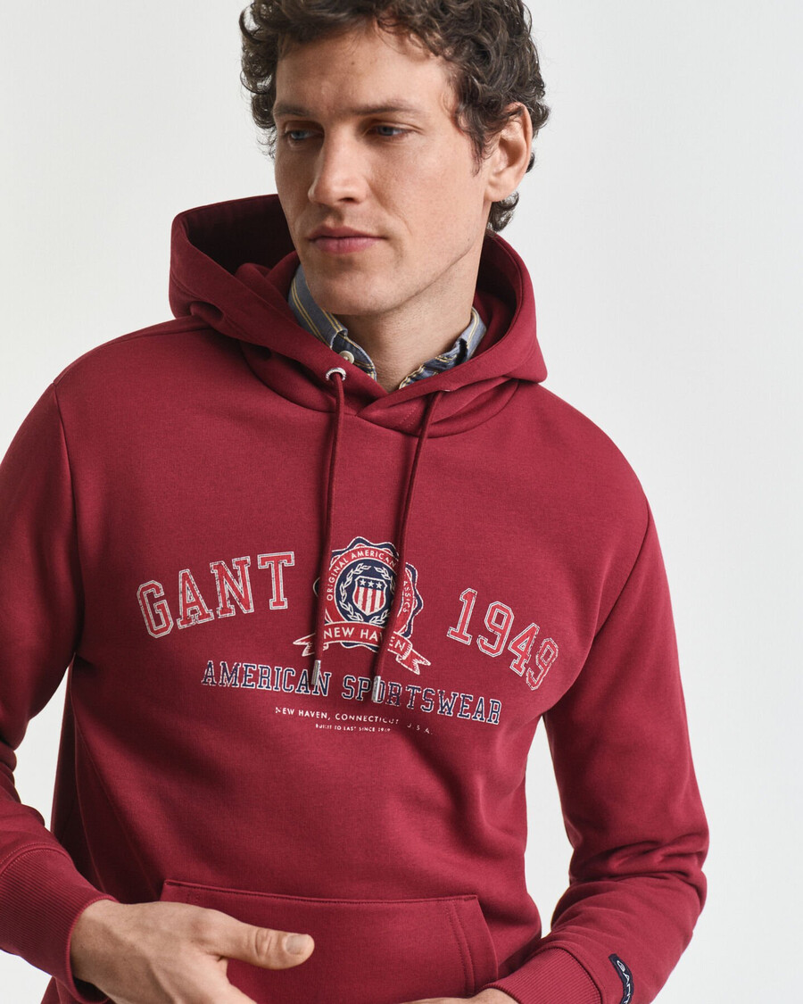 moletom com capuz crest graphic - vermelho acolchoado