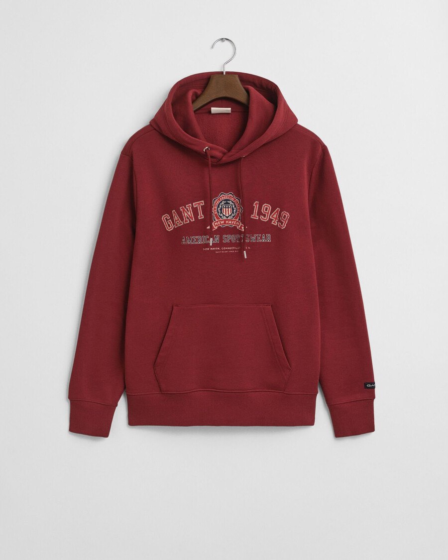 moletom com capuz crest graphic - vermelho acolchoado
