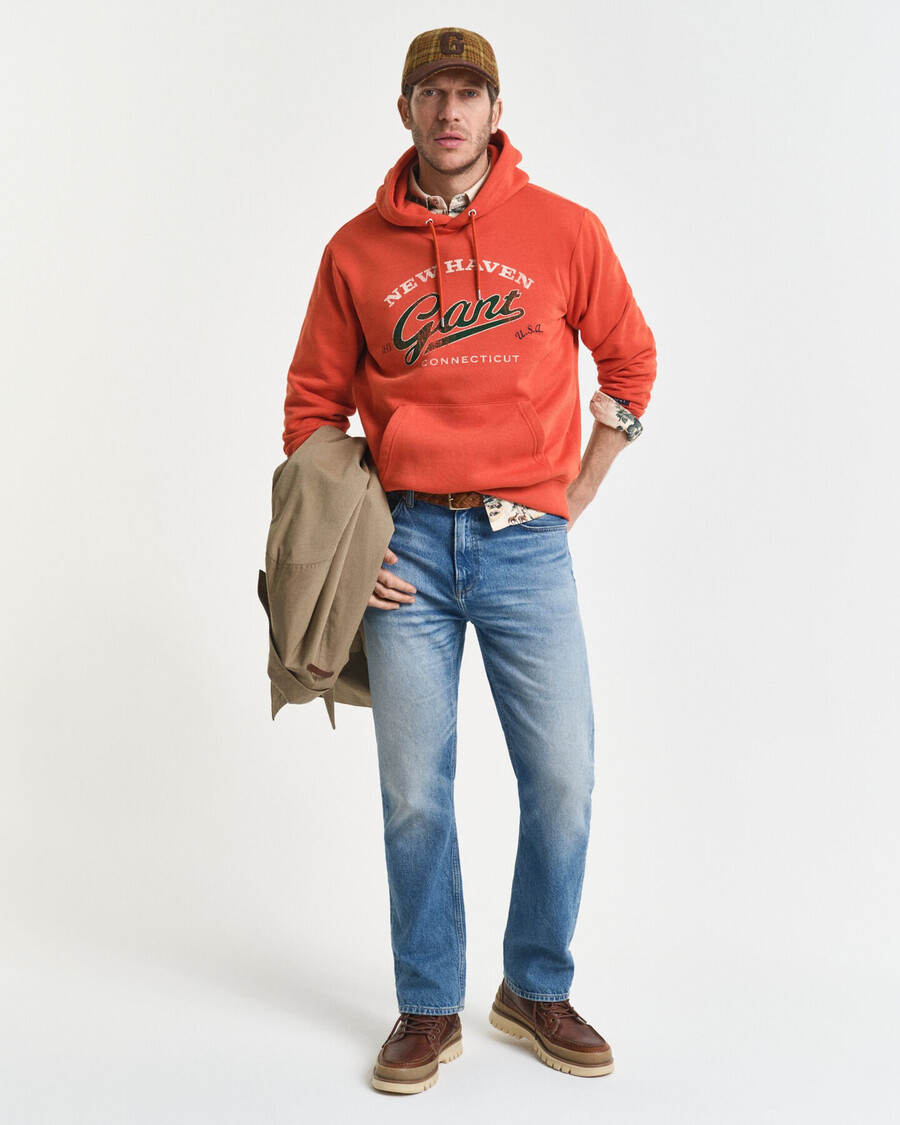 moletom com capuz crest graphic - laranja escuro