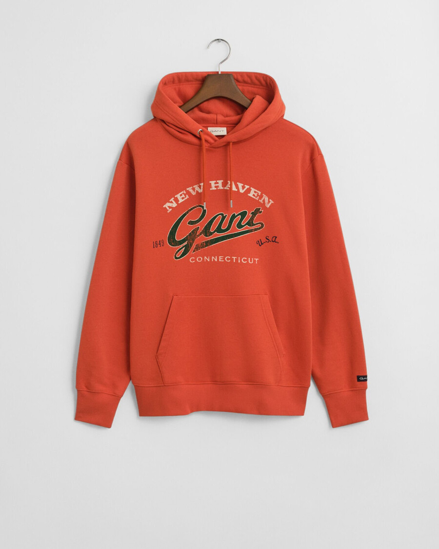 moletom com capuz crest graphic - laranja escuro