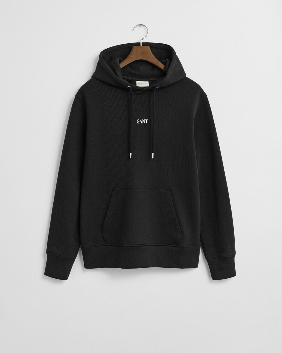 moletom com capuz estampado pequeno - preto