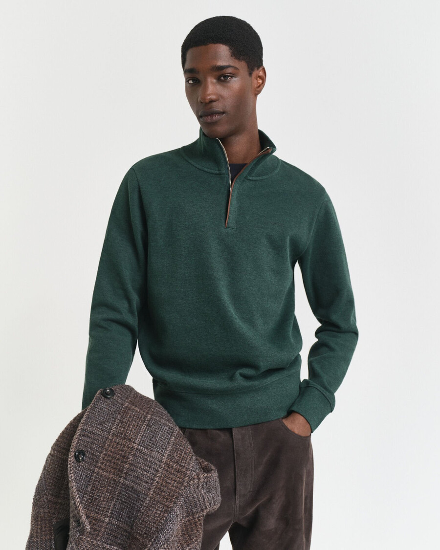 moletom sacker rib com meio zíper - verde tartan