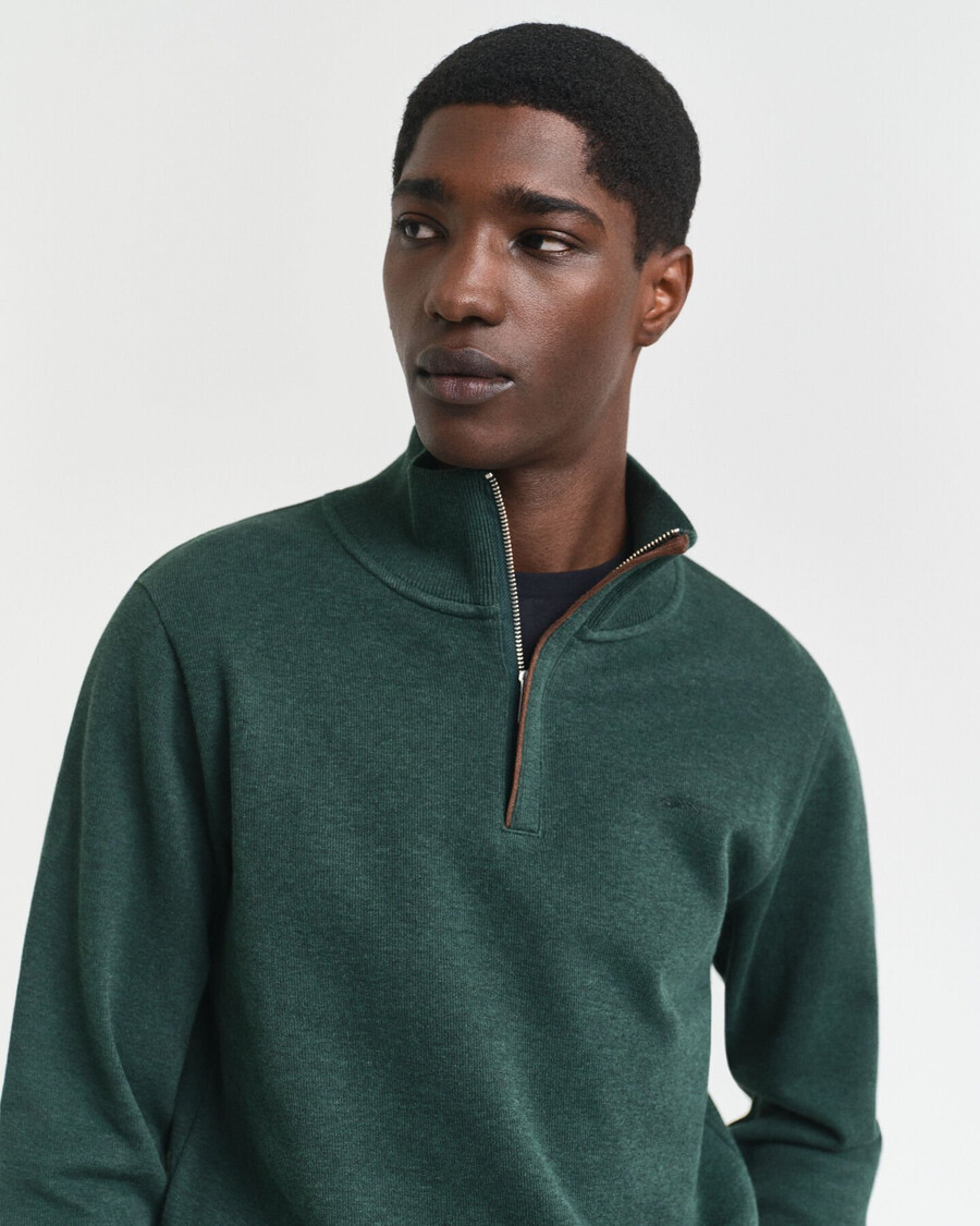 moletom sacker rib com meio zíper - verde tartan