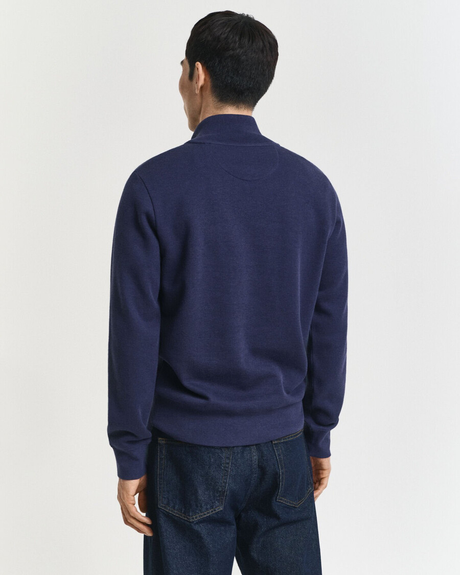 moletom sacker rib com meio zíper - azul persa