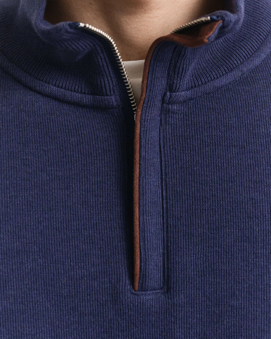 moletom sacker rib com meio zíper - azul persa