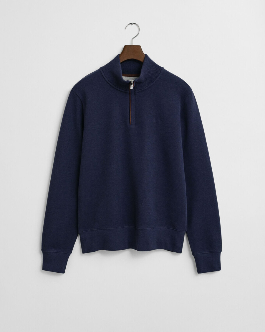 moletom sacker rib com meio zíper - azul persa