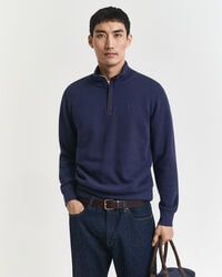 moletom sacker rib com meio zíper - azul persa