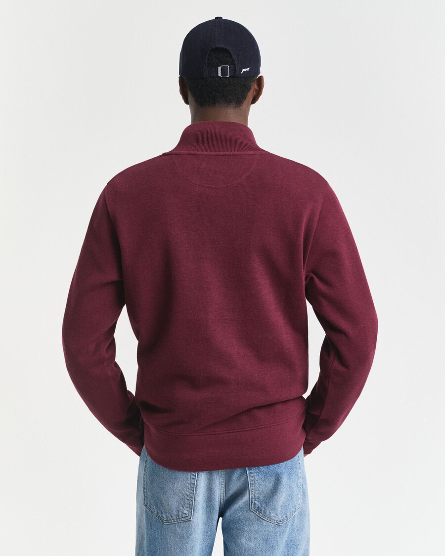 moletom sacker rib com meio zíper - vinho de inverno