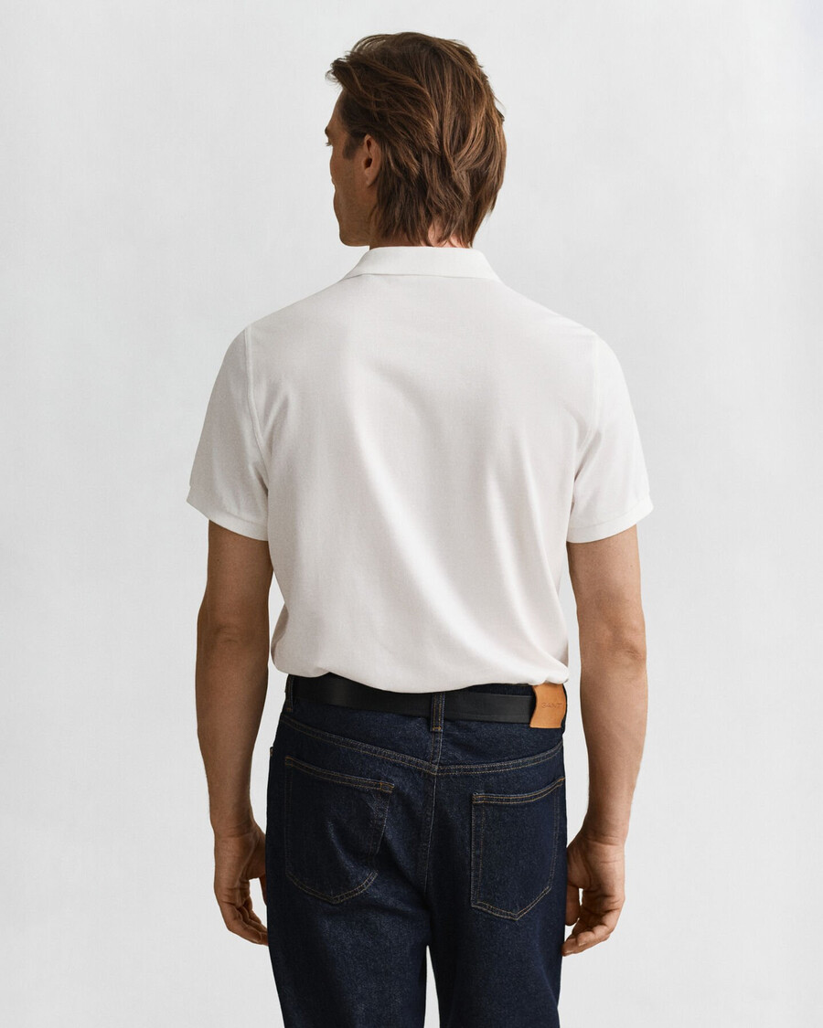 camisa polo shield piqué de corte regular - branca