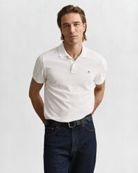 camisa polo shield piqué de corte regular - branca