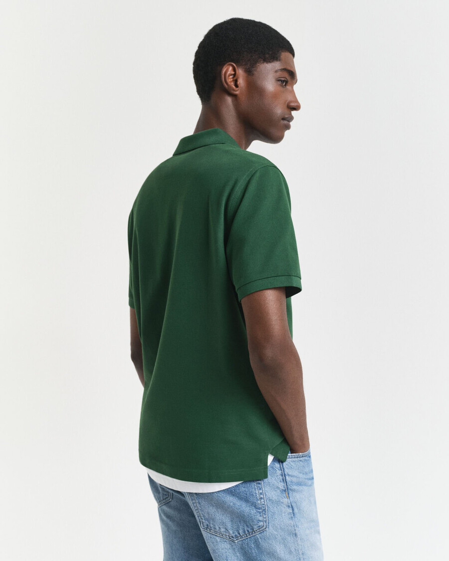 camisa polo shield piqué de corte regular - verde floresta