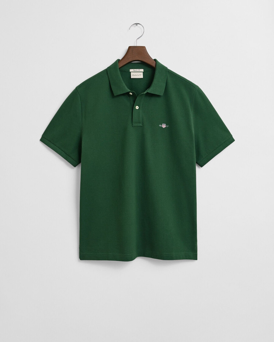 camisa polo shield piqué de corte regular - verde floresta