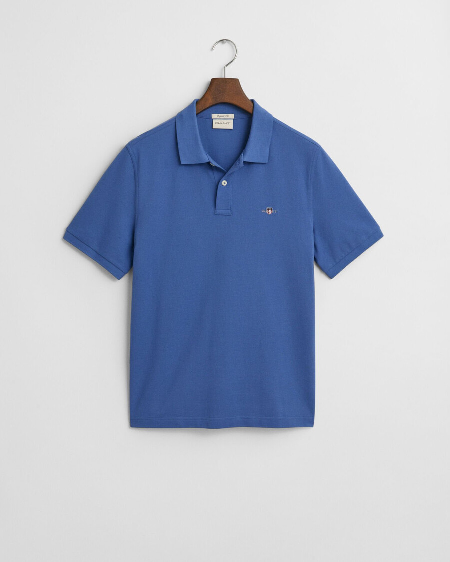 camisa polo shield piqué de corte regular - azul intenso