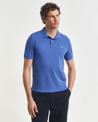 camisa polo shield piqué de corte regular - azul intenso