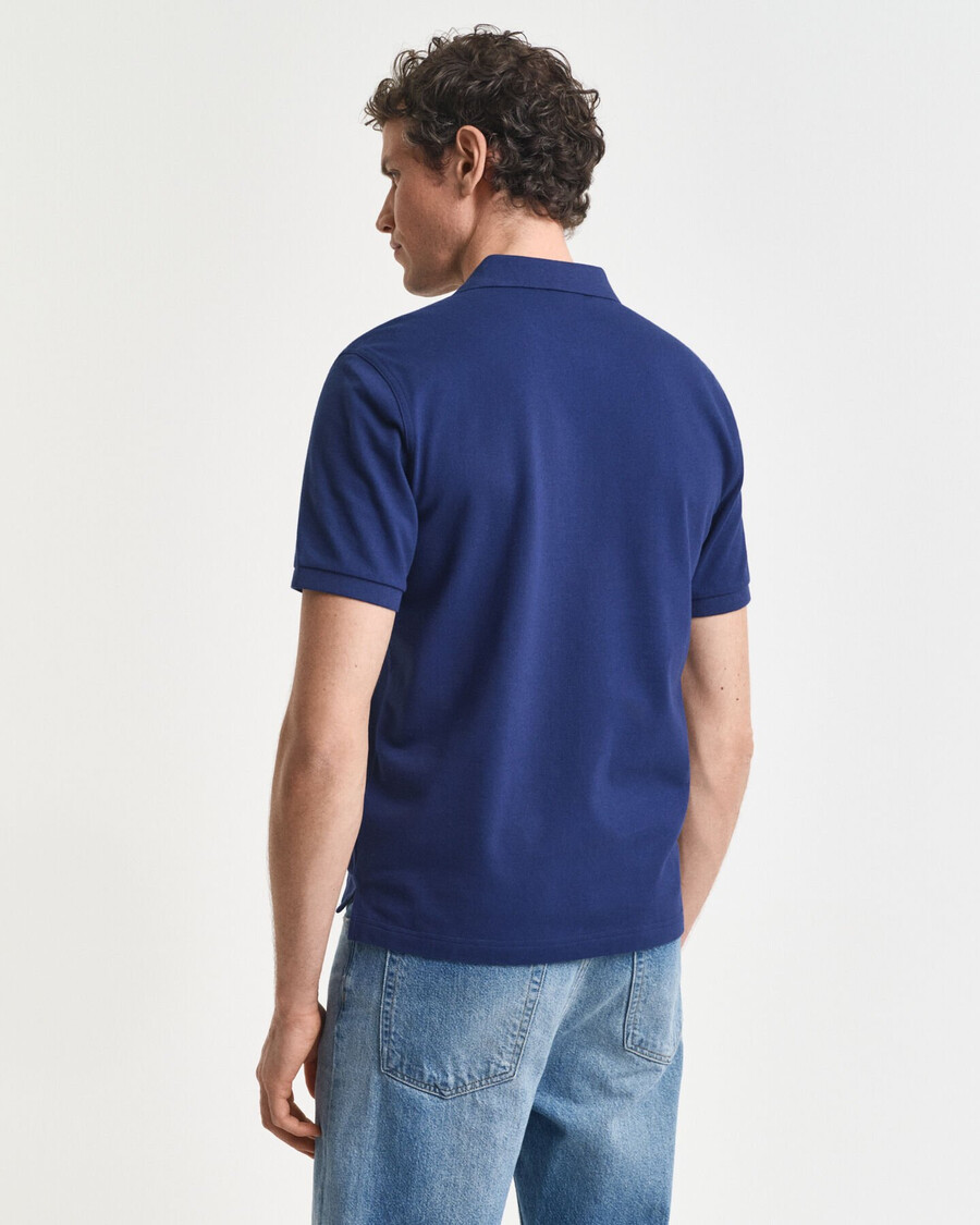 camisa polo shield piqué de corte regular - azul persa