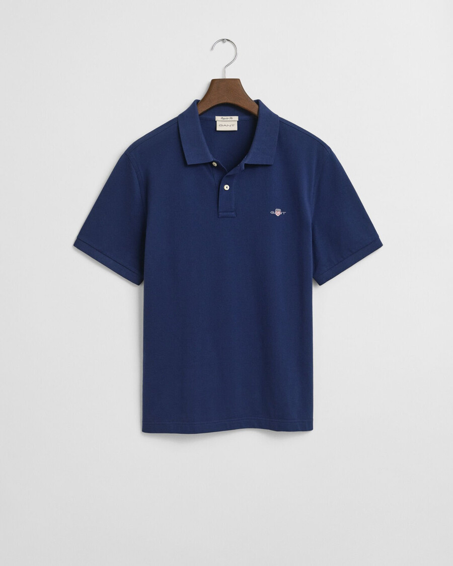 camisa polo shield piqué de corte regular - azul persa