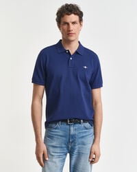 camisa polo shield piqué de corte regular - azul persa