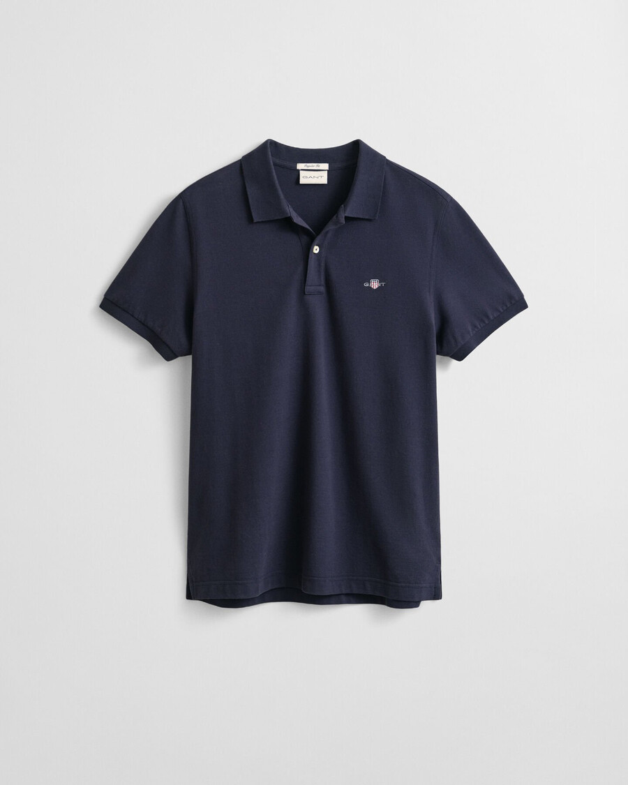 camisa polo shield piqué de corte regular - azul noite