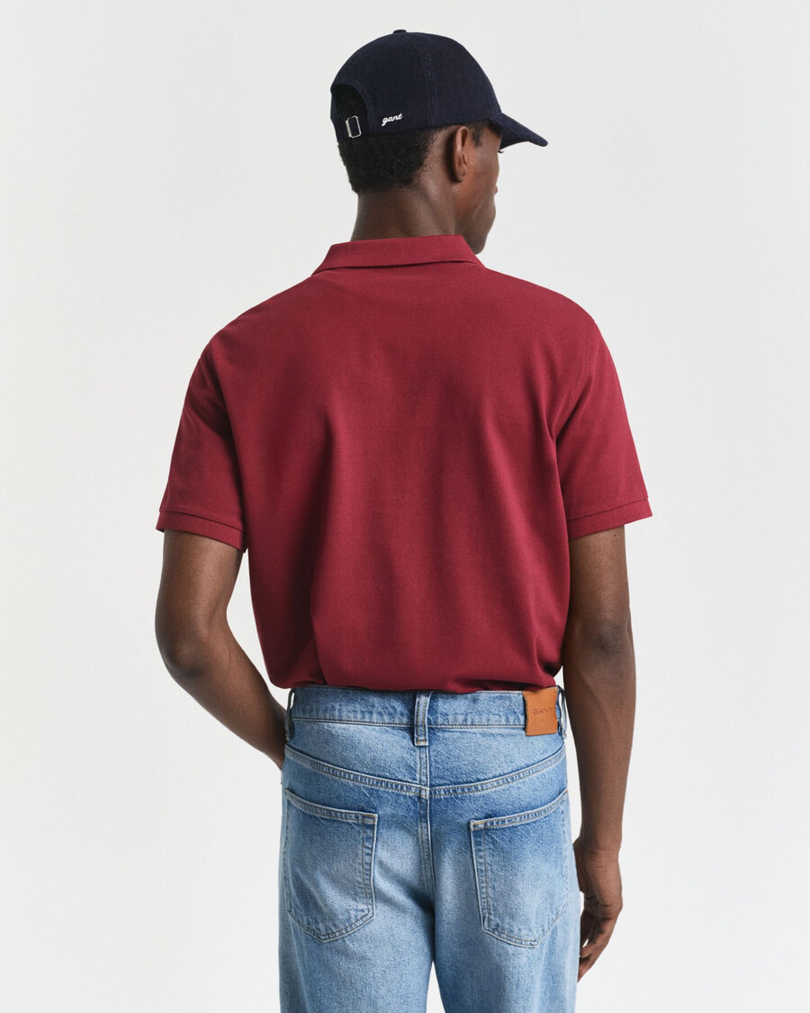 camisa polo shield piqué de corte regular - vermelho encorpado
